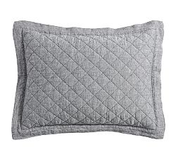Open Box: Belgian Flax Linen Diamond Quilted Sham, Set of 3, Standard - Marina