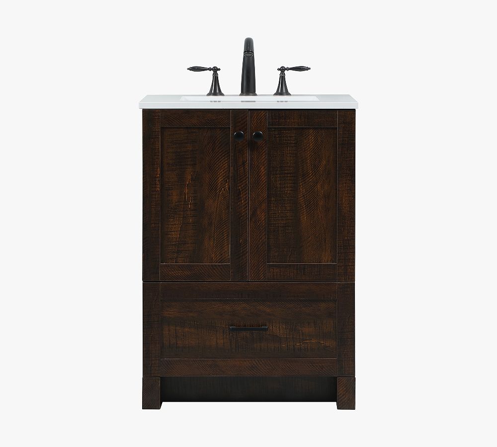 Espresso Oak Single Sink Vanity with Porcelain Top