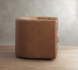 Ayden Tufted Barrel Arm Leather Swivel Chair