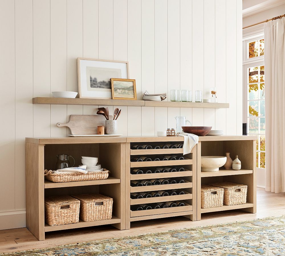 Modern Farmhouse Shelf with Wine Storage (102&quot;)