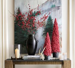 Open Box: Faux Potted Berry Cluster Cone Trees
