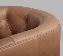 Ayden Tufted Barrel Arm Leather Swivel Chair