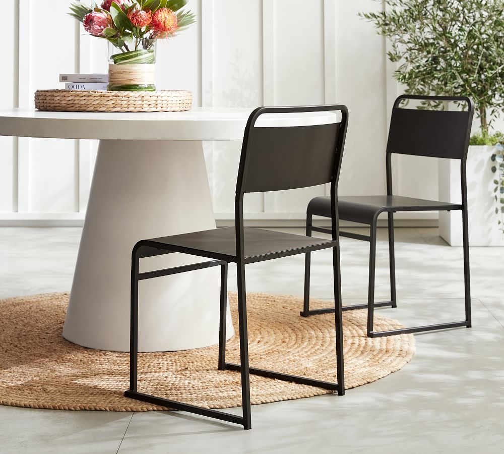 Fallon Outdoor Metal Stackable Chair, Set of 2