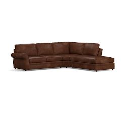 Pearce Roll Arm Leather 3-Piece Bumper Sectional (125&quot;)