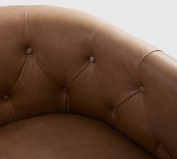 Ayden Tufted Barrel Arm Leather Swivel Chair