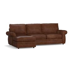 Pearce Roll Arm Leather Chaise Sectional (114&quot;)