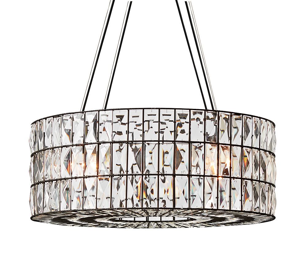 Open Box: Adeline Crystal Round Chandelier- Bronze, Large 27&quot; Diameter