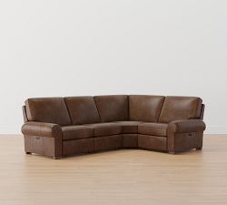 Turner Roll Arm Leather Reversible Power Reclining Sectional (115&quot;&ndash;128&quot;)