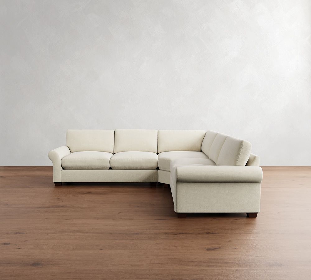 PB Comfort Modern Roll Arm 3-Piece L-Shaped Wedge Sleeper Sectional (121&quot;)