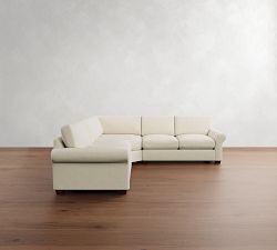 PB Comfort Modern Roll Arm 3-Piece L-Shaped Wedge Sleeper Sectional (121&quot;)