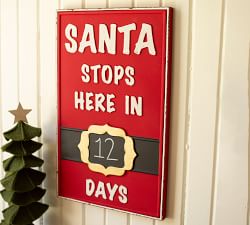 Santa Stops Here Metal Sign Wall Decor