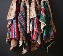 Open Box: Stewart Plaid Faux Fur Back Throw