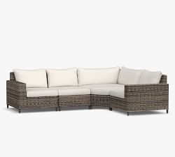 Torrey Wicker 4-Piece Square Arm Wedge Corner Outdoor Sectional (131&quot;)