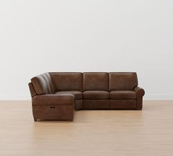 Turner Roll Arm Leather Power Reclining L-Shaped Sectional (117&quot;&ndash;129&quot;)