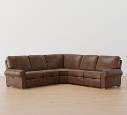 Turner Roll Arm Leather Power Reclining L-Shaped Sectional (117&quot;&ndash;129&quot;)