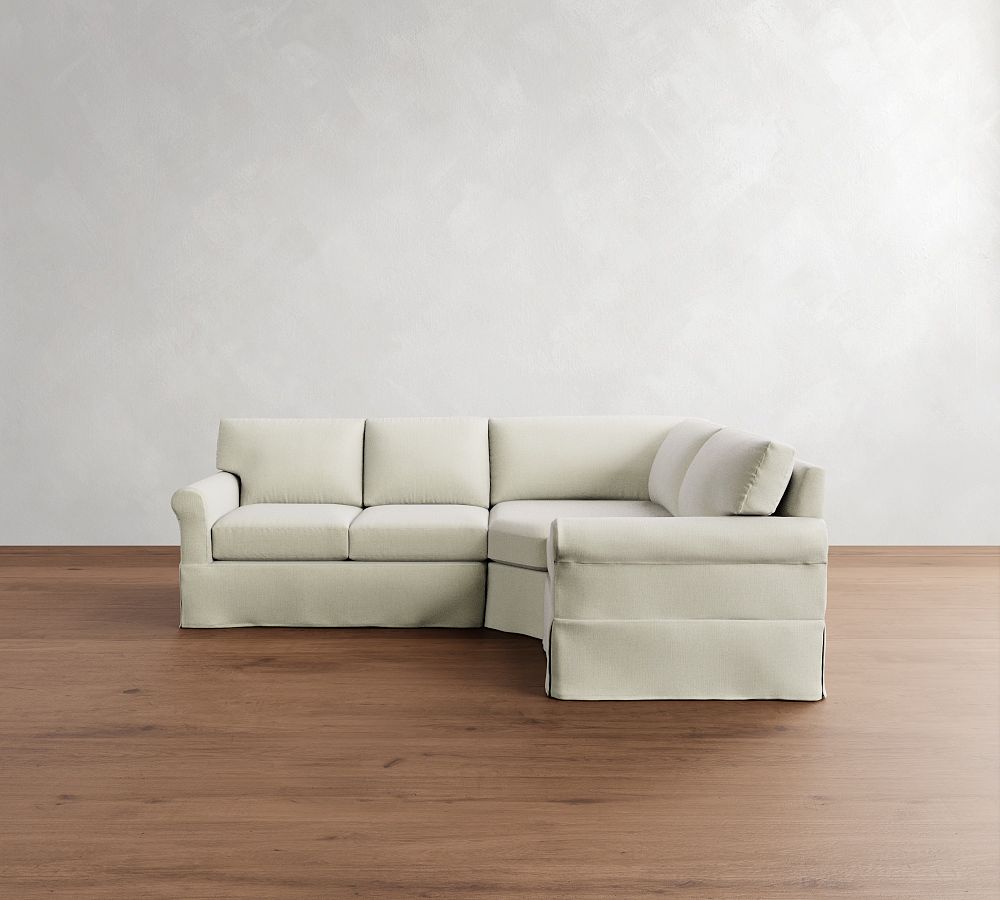 York Roll Arm Slipcovered 3-Piece Wedge Sleeper Sectional (119&quot;)