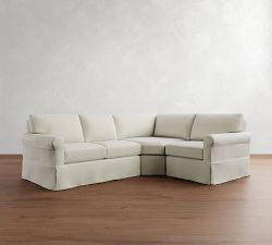 York Roll Arm Slipcovered 3-Piece Wedge Sleeper Sectional (119&quot;)