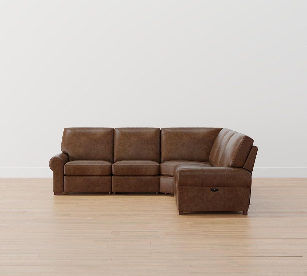 Turner Roll Arm Leather Power Reclining L-Shaped Sectional (117&quot;&ndash;129&quot;)