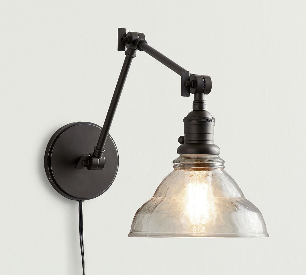 Vintage Glass Plug-In Articulating Sconce (14'')