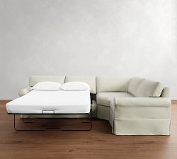 York Roll Arm Slipcovered 3-Piece Wedge Sleeper Sectional (119&quot;)