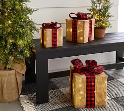 Lit Burlap Presents - Set of 3