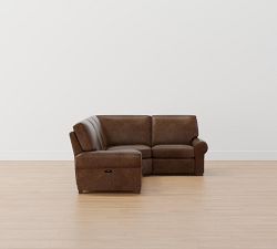 Turner Roll Arm Leather Reversible Power Reclining Sectional (115&quot;&ndash;128&quot;)