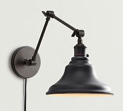 Curved Metal Bell Plug-in Articulating Sconce (10&quot;)