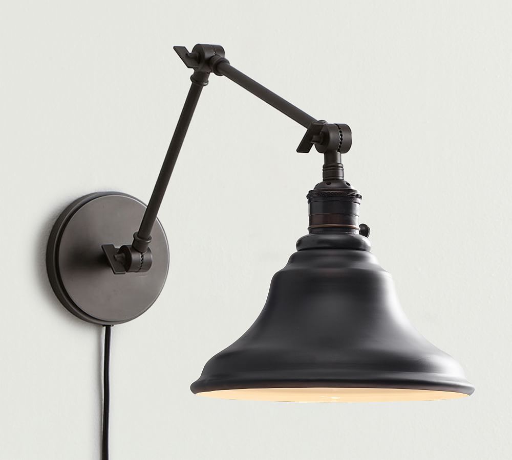 Curved Metal Bell Plug-in Articulating Sconce (10&quot;)