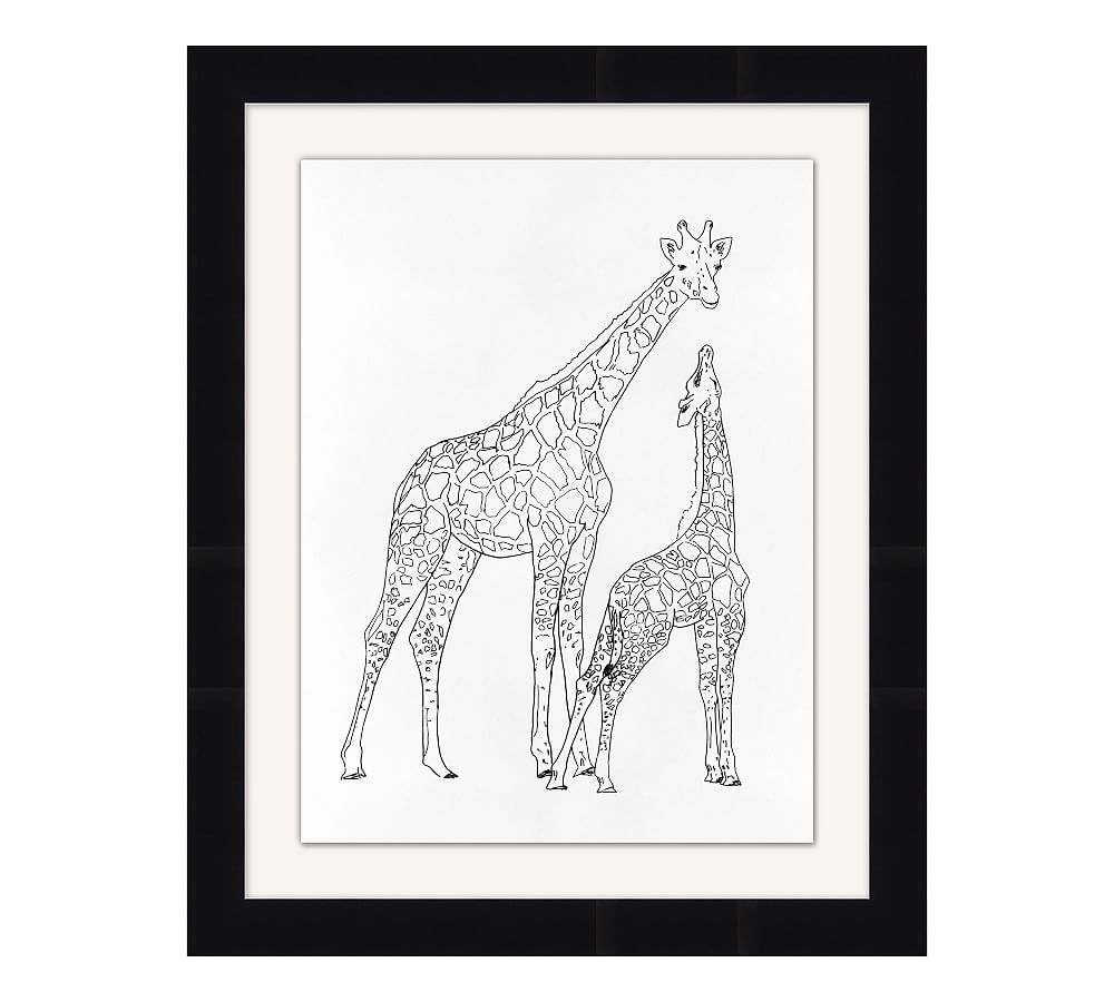 Giraffe Pair Sketch Framed Print
