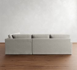 PB Comfort Modern Square Arm Slipcovered 3-Piece Wedge Sleeper Sectional (119&quot;)