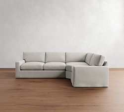 PB Comfort Modern Square Arm Slipcovered 3-Piece Wedge Sleeper Sectional (119&quot;)