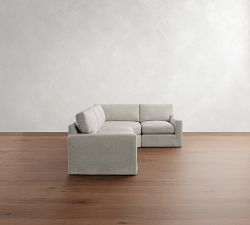PB Comfort Modern Square Arm Slipcovered 3-Piece Wedge Sleeper Sectional (119&quot;)