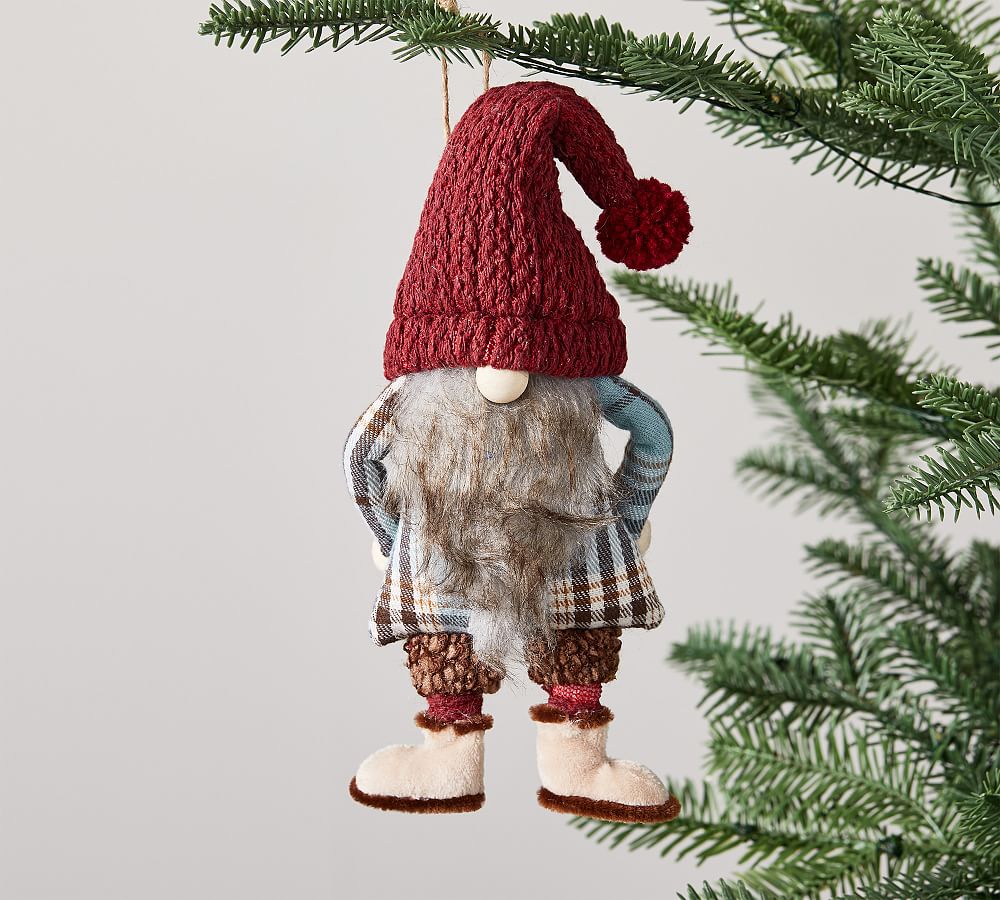 Felt Gnome in Plaid Jacket Ornament - Set of 3