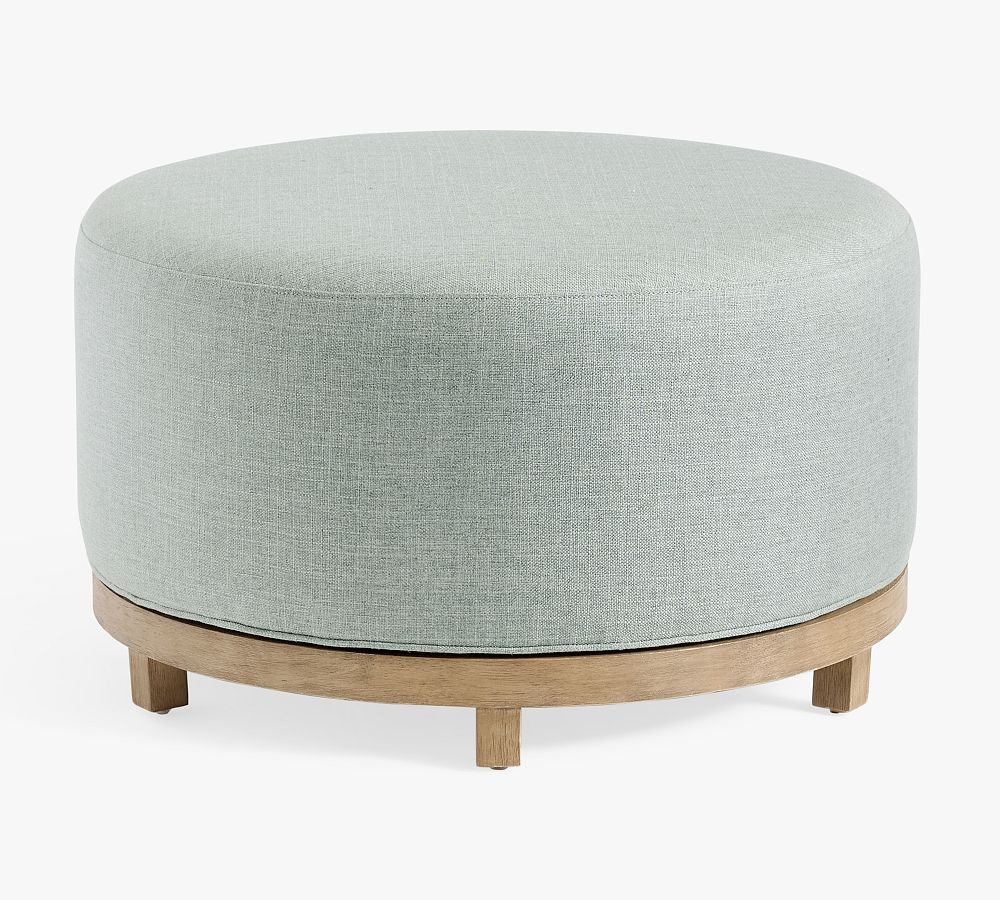 Jake Swivel Upholstered Wood Base Ottoman