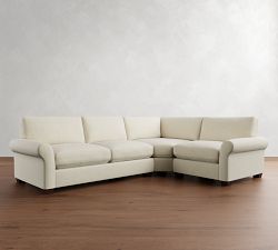 PB Comfort Modern Roll Arm 3-Piece Wedge Sleeper Sectional (121&quot;)