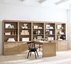 Livingston Peninsula Desk with 175&quot; Bookcase Suite