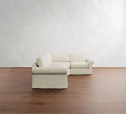 PB Comfort Modern Roll Arm Slipcovered 3-Piece Wedge Sleeper Sectional (121&quot;)