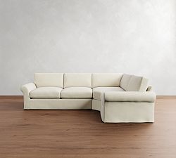 PB Comfort Modern Roll Arm Slipcovered 3-Piece Wedge Sleeper Sectional (121&quot;)