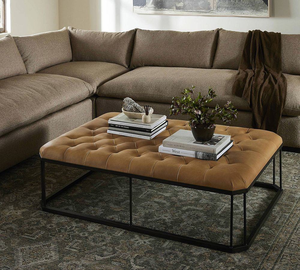 Cruz Leather Tufted Ottoman