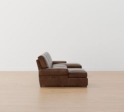 Turner Roll Arm Leather Power Reclining Double Chaise Sectional (135&quot;&ndash;160&quot;)