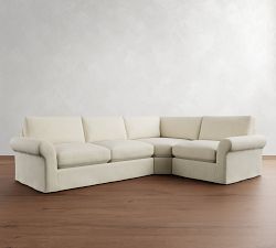 PB Comfort Modern Roll Arm Slipcovered 3-Piece Wedge Sleeper Sectional (121&quot;)