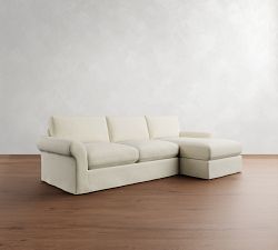 PB Comfort Modern Roll Arm Slipcovered Chaise Sleeper Sectional (112&quot;)