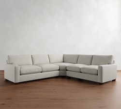 PB Comfort Modern Square Arm 3-Piece L-Shaped Wedge Sleeper Sectional (119&quot;)
