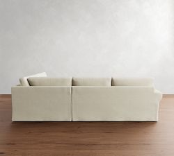 PB Comfort Modern Roll Arm Slipcovered 3-Piece Wedge Sleeper Sectional (121&quot;)