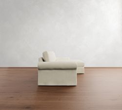 PB Comfort Modern Roll Arm Slipcovered Chaise Sleeper Sectional (112&quot;)