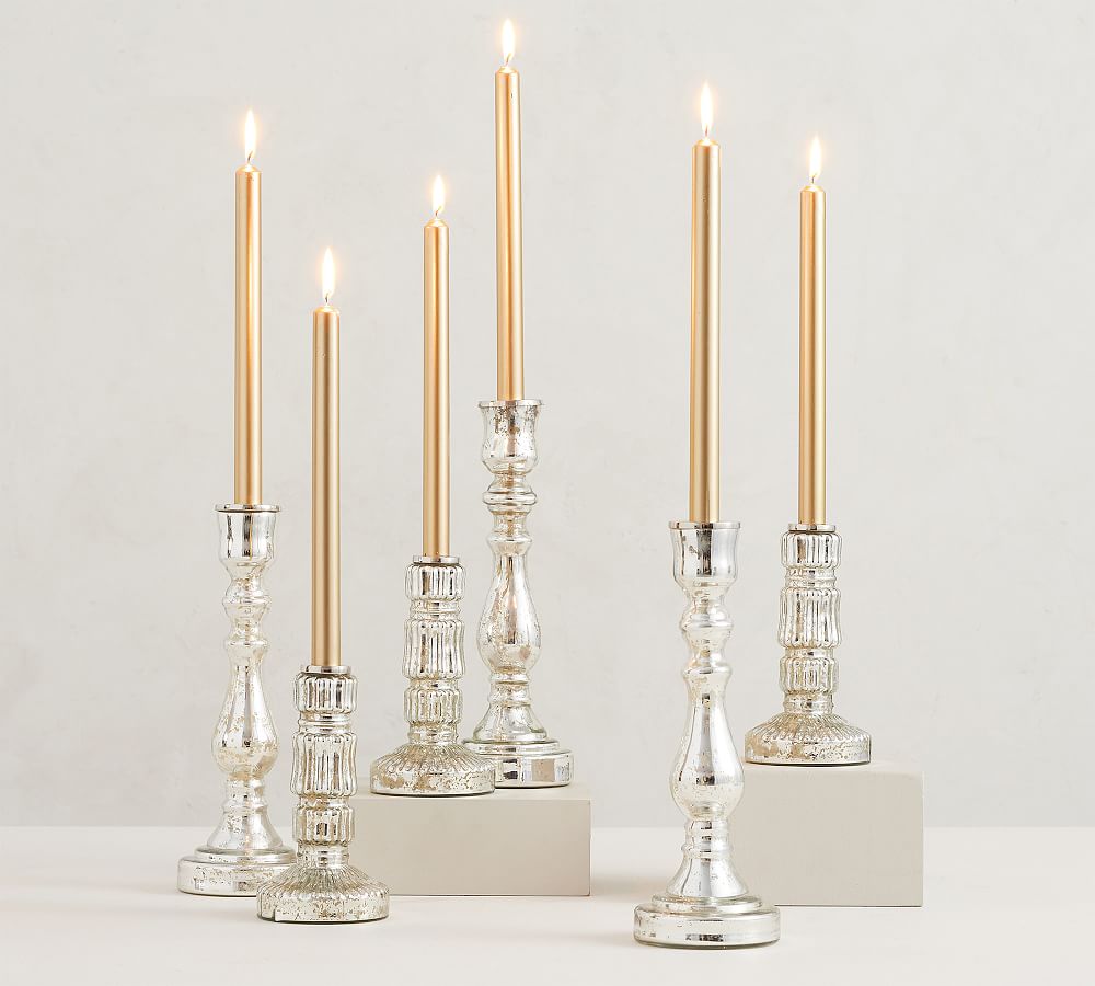 Unscented Gold Taper Candles - Set of 6