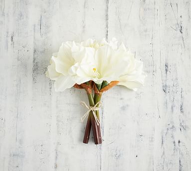 Faux Amaryllis Bouquet, Single - White