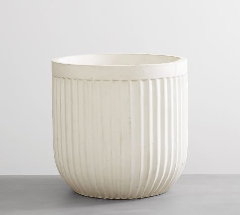 Concrete Fluted Planter, Chalk, 19.75