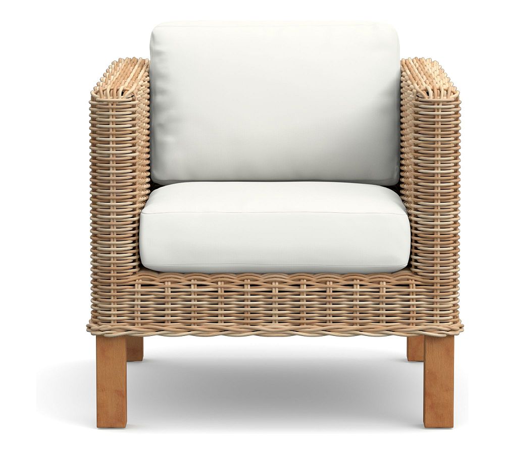 Huntington Petite Outdoor Cushion Cover Lounge Chair, High Performance Recycled Canvas, Frost