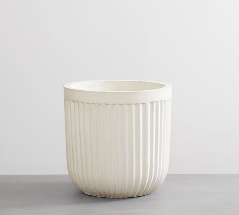 Concrete Fluted Planter, Chalk, 15.75